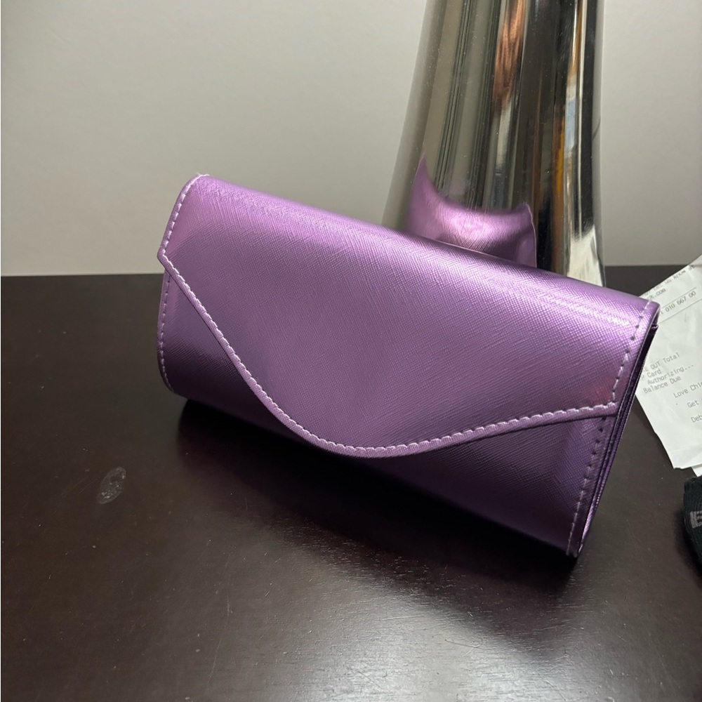 Metallic lilac clutch